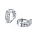 New delicate 925 sterling silver stud circle earrings with shining white rhinestones for women